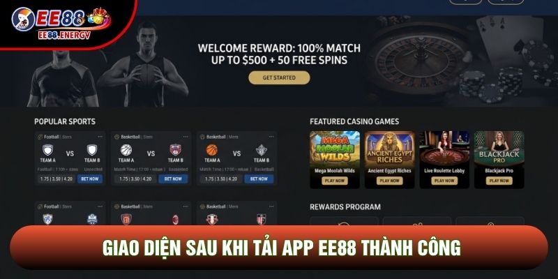 Giao diện sau khi Tải App EE88 thành công Giao diện sau khi Tải App EE88 thành công
