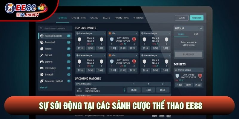 Sự sôi động tại các sảnh cược Thể thao EE88